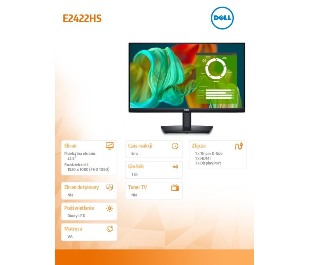Dell 23,8'' E2422HS 210-BGPJ Czarny - 1469040 - zdjęcie 6